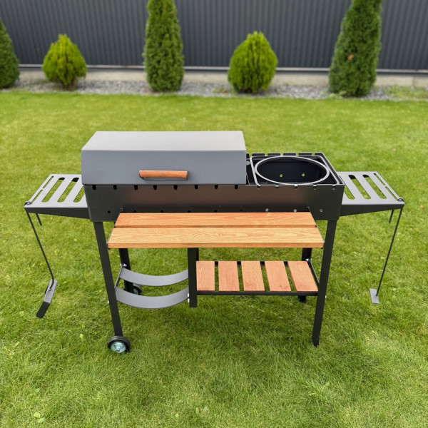 Мангал-гриль 5 мм на 13 шампуров с дровницей (усиленный)