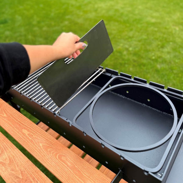 Мангал-гриль-барбекю 5 мм на 13 шампурів з дровницею (посилений)