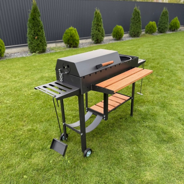 Мангал-гриль-барбекю 5 мм на 13 шампурів з дровницею (посилений)