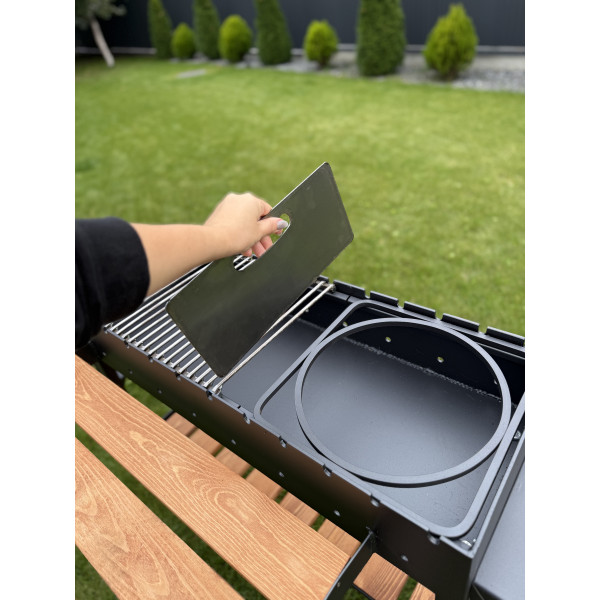 Мангал-гриль-барбекю 5 мм на 13 шампурів з решіткою та підставкою (К)