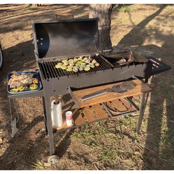 Мангал-гриль-барбекю 5 мм на 13 шампуров с решеткой и подставкой