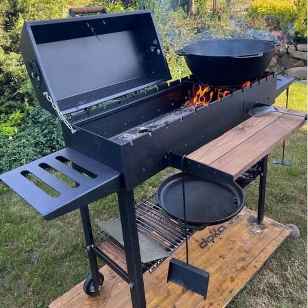 Мангал-гриль-барбекю 5 мм на 13 шампуров с решеткой и подставкой