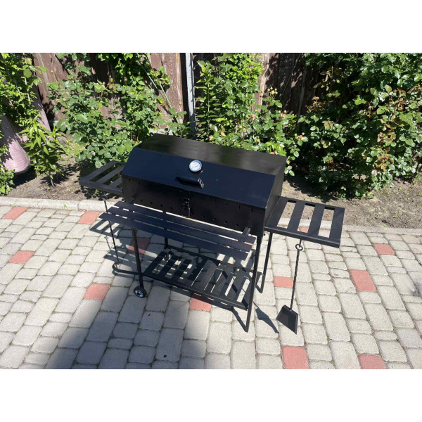 Мангал-гриль з кришкою 4 мм на 12 шампурів решіткою, підставкою, столиками