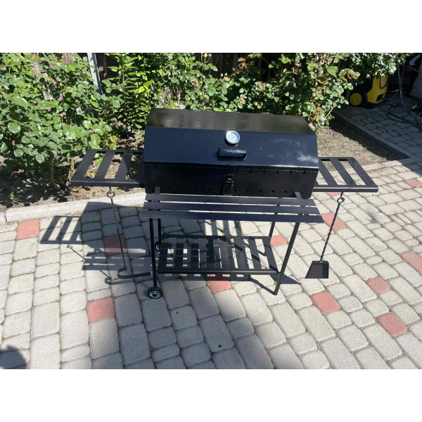 Мангал-гриль з кришкою 4 мм на 12 шампурів решіткою, підставкою, столиками