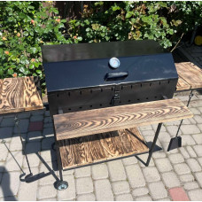 Мангал-гриль з кришкою 4 мм та 12 шампурів, решіткою та столиками