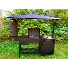 Мангал з коптильнею, пічкою та мийкою DE LUXE