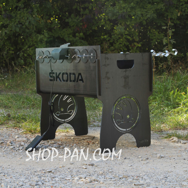 Мангал именный со встроенной шашлычницей и мотором на 12 шампуров.