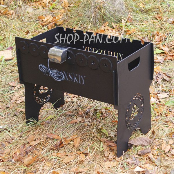 Мангал именный со встроенной шашлычницей и мотором на 12 шампуров.