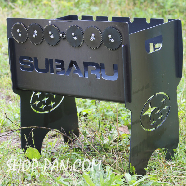 Мангал именный со встроенной шашлычницей и мотором на 6 шампуров.