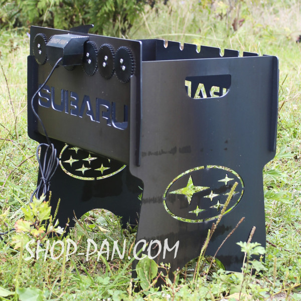 Мангал именный со встроенной шашлычницей и мотором на 6 шампуров.