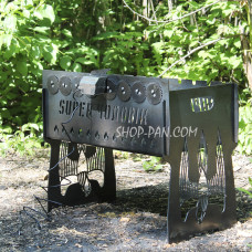 Мангал именный со встроенной шашлычницей и мотором на 8 шампуров - Super Чоловік