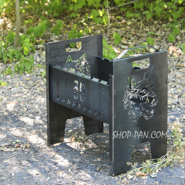 Мангал-кейс на 8 шампуров с гравировкой Волк