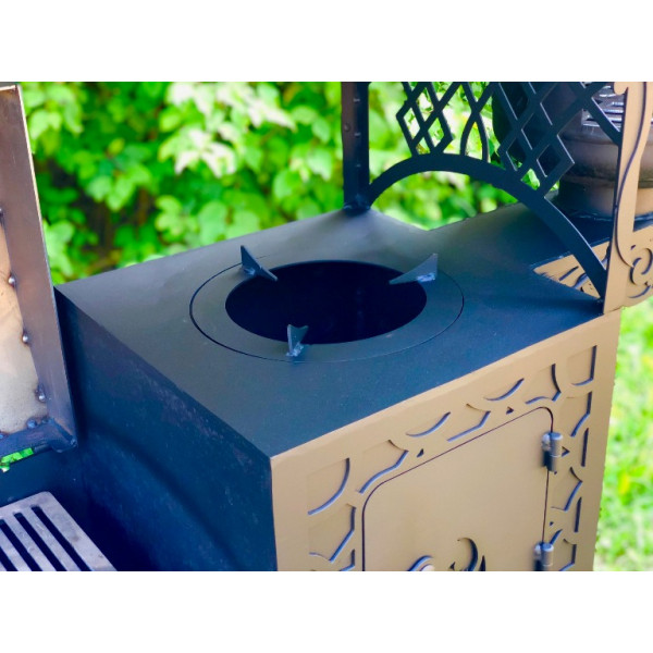 Мангал коптильня с печкой под котел 3 в 1