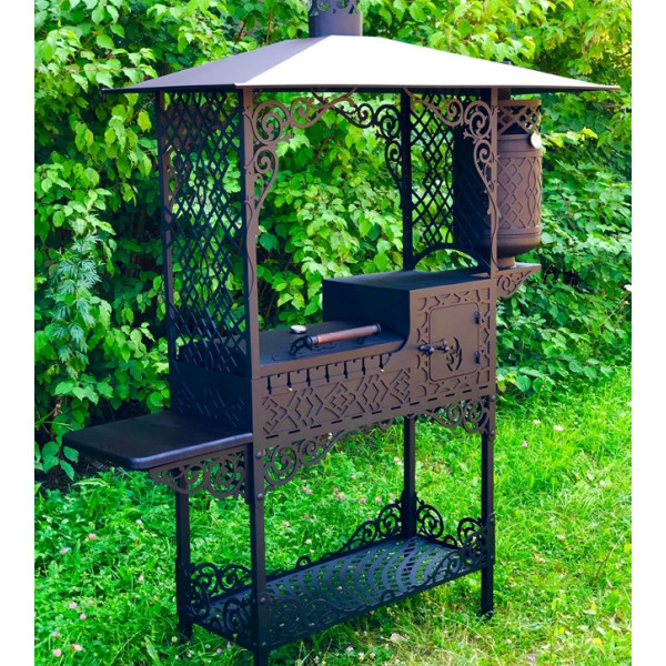 Мангал коптильня с печкой под котел 3 в 1