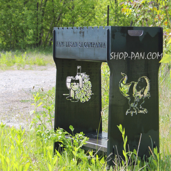 Мангал разборный высокий на 10 шампуров с подставкой для дров и индивидуальной гравировкой - COMPANIA