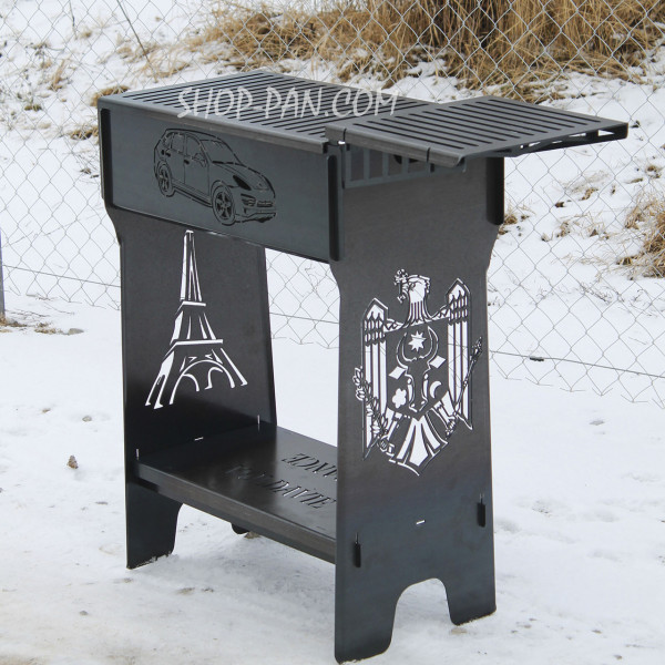 Мангал разборный высокий на 16 шампуров с подставкой для дров и индивидуальной гравировкой