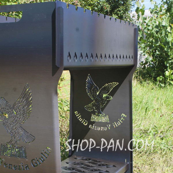 Мангал разборный высокий на 16 шампуров с подставкой для дров и индивидуальной гравировкой