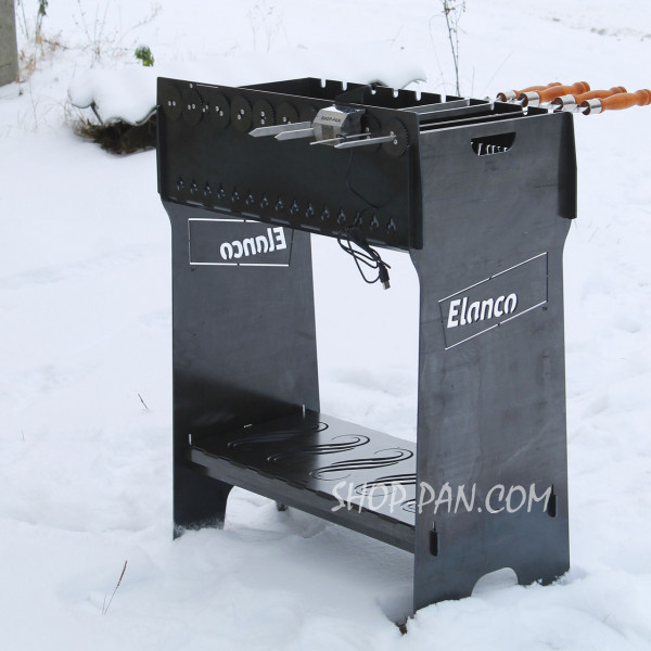 Мангал разборный высокий со встроенной шашлычницей и мотором на 10 шампуров