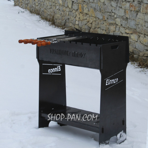 Мангал разборный высокий со встроенной шашлычницей и мотором на 10 шампуров.