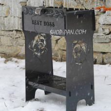 Мангал разборный высокий со встроенной шашлычницей и мотором на 8 шампуров - Best Boss