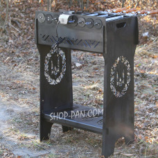 Мангал разборный высокий со встроенной шашлычницей и мотором на 8 шампуров