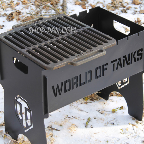 Мангал разборный на 8 шампуров с индивидуальной гравировкой - World of Tanks