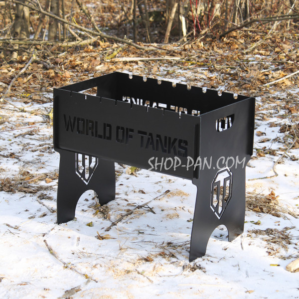 Мангал разборный на 8 шампуров с индивидуальной гравировкой - World of Tanks