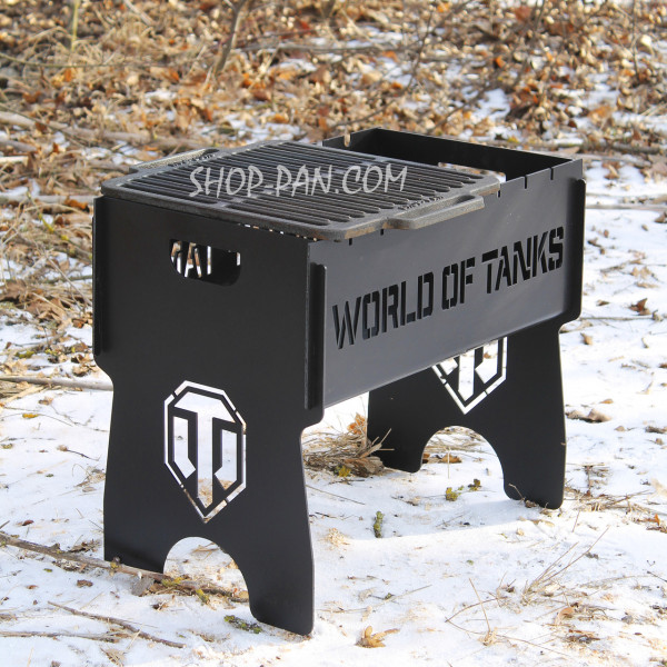 Мангал разборный крашенный на 8 шампуров с индивидуальной гравировкой - World of Tanks