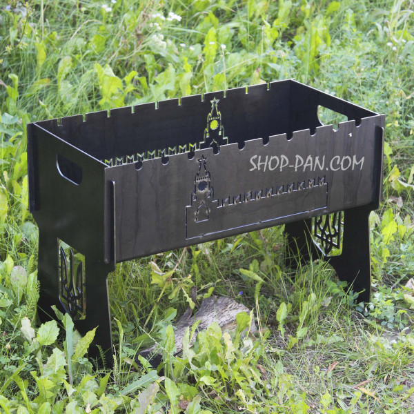 Мангал розбірний з індивідуальним надписом на 10 шампурів - кремль горить