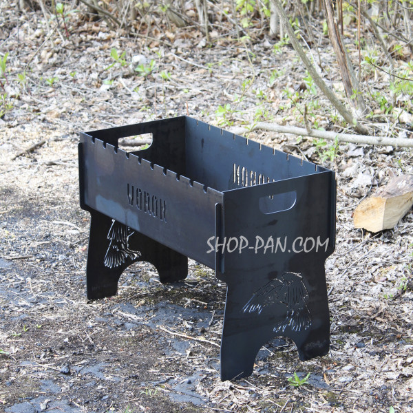 Мангал розбірний з індивідуальним надписом на 10 шампурів - Voron