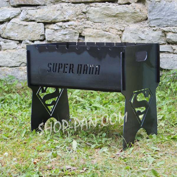 Мангал розбірний SUPER ПАПА з індивідуальним надписом - на подарунок