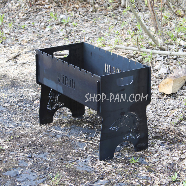 Мангал розбірний з індивідуальним надписом на 10 шампурів - Voron