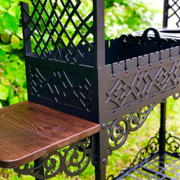 Мангал з дахом 6 мм на 13 шампурів з підставкою під казан