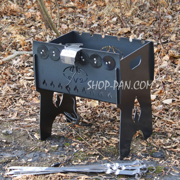 Мангал со встроенной шашлычницей и мотором на 6 шампуров - jack daniels