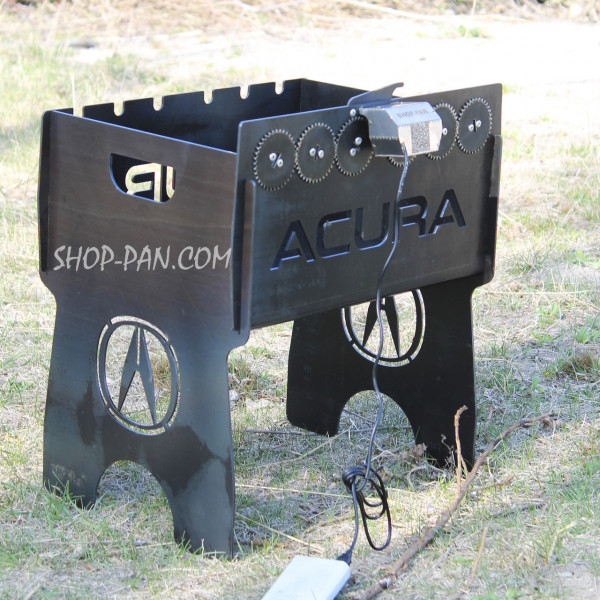 Мангал со встроенной шашлычницей и мотором на 6 шампуров с гравировкой - Acura