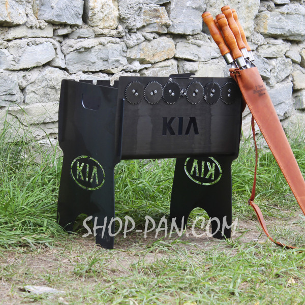 Мангал со встроенной шашлычницей и мотором на 6 шампуров с гравировкой - Acura