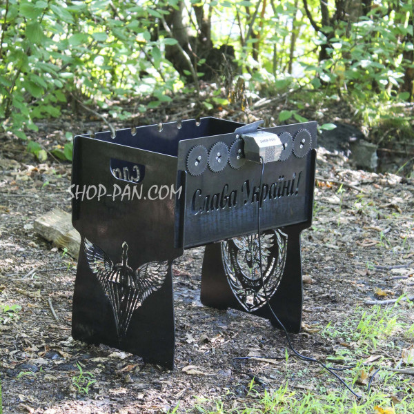 Мангал со встроенной шашлычницей и мотором на 6 шампуров - Слава Україні