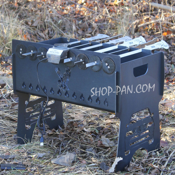 Мангал со встроенной шашлычницей и мотором на 8 шт с гравировкой - Добрый вечер.