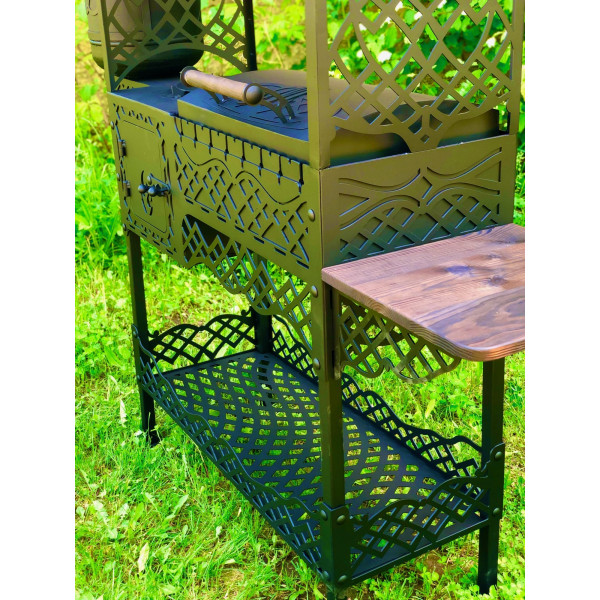 Мангал-барбекю с коптильней и печкой под казан