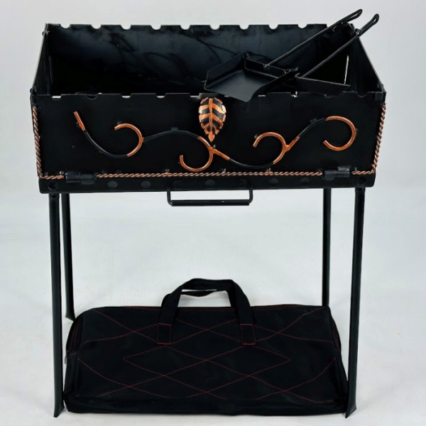 Мангал-чемодан 2 мм на 10 шампурів з чохлом, совком та кочергою