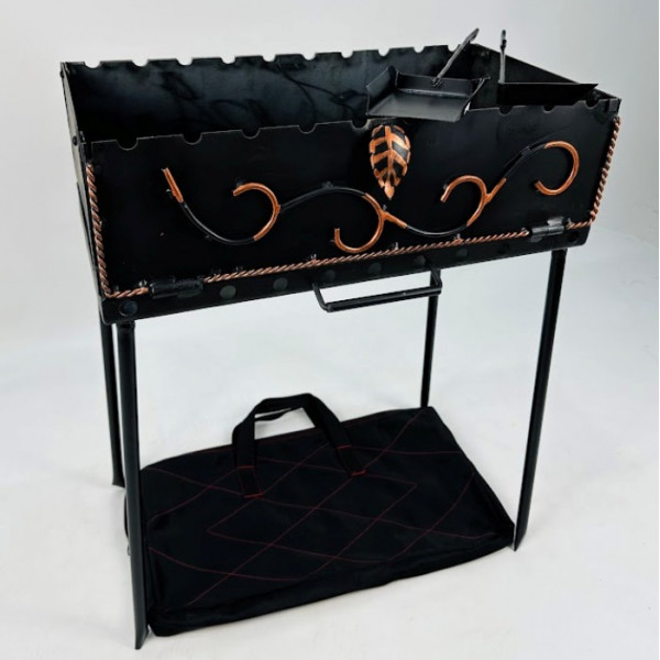 Мангал-чемодан 3 мм на 10 шампурів з чохлом, совком та кочергою