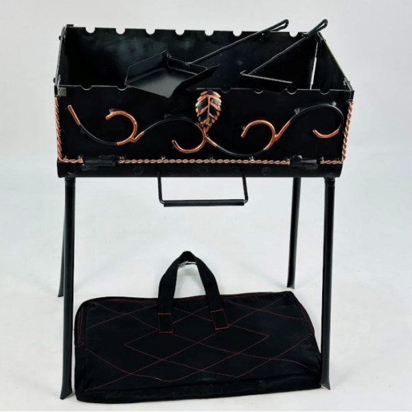 Мангал-чемодан 3 мм на 8 шампурів з чохлом, совком та кочергою