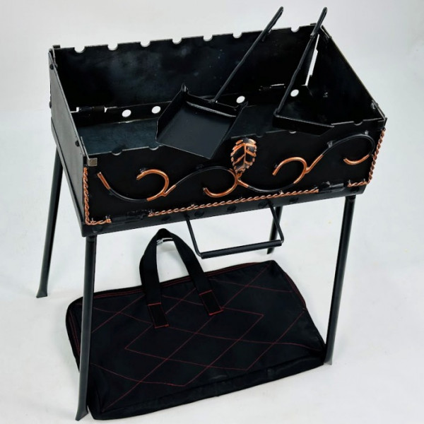 Мангал-чемодан 3 мм на 8 шампурів з чохлом, совком та кочергою