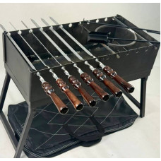 Мангал-чемодан 3 мм з шампурами, підставкою під казан та чохлом