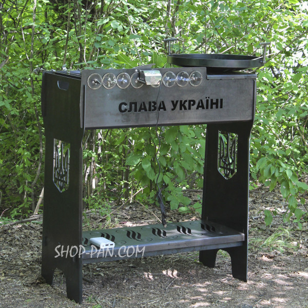 Мангальный комплекс: Мангал разборный высокий со встроенной шашлычницей на 8 шт + Сковорода 40 см с крышкой