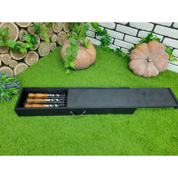 Набір шампурів подарунковий у дерев'яному кейсі (LK-008)