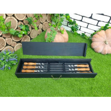 Набір шампурів подарунковий у дерев'яному кейсі (LK-008)