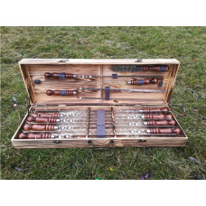 Набір шампурів подарунковий у дерев'яному кейсі (VК-010)