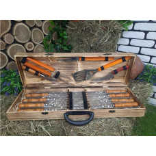 Набір шампурів подарунковий у дерев'яному кейсі (m-027)