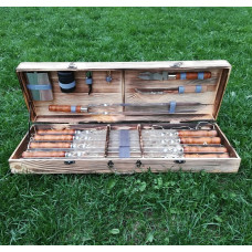 Набір шампурів подарунковий у дерев'яному кейсі (М-018)